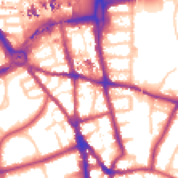 Daytime road noise heatmap for CR0 1EN