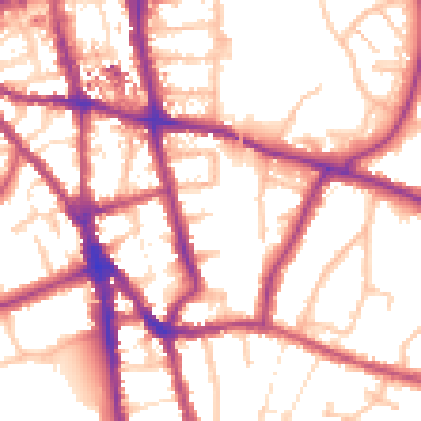 Daytime road noise heatmap for CR0 1HX