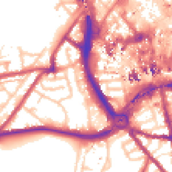 Daytime road noise heatmap for CR0 1RR