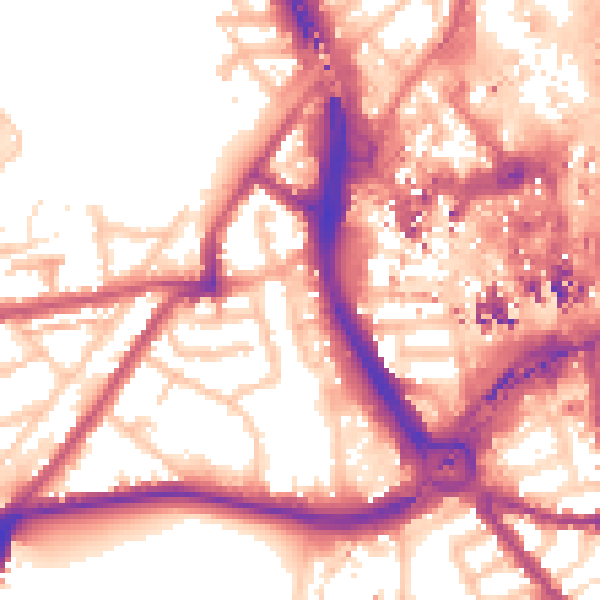 Daytime road noise heatmap for CR0 1RU