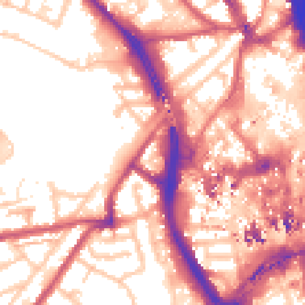 Daytime road noise heatmap for CR0 1XL