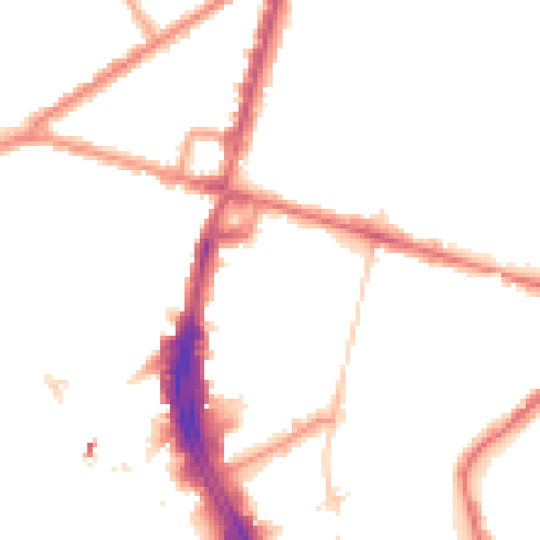 Night-time road noise heatmap for CR0 2AL