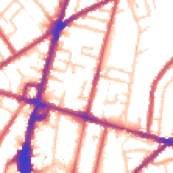Daytime road noise heatmap for CR0 2EG