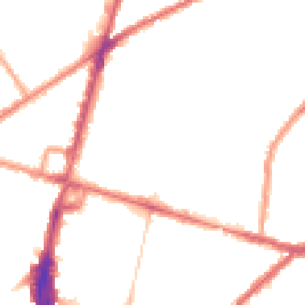 Night-time road noise heatmap for CR0 2EG