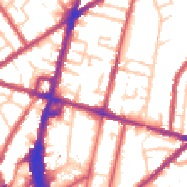 Daytime road noise heatmap for CR0 2EJ