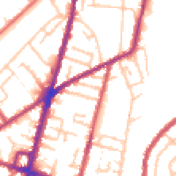 Daytime road noise heatmap for CR0 2ES