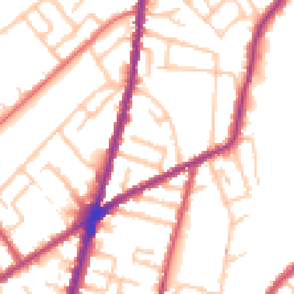 Daytime road noise heatmap for CR0 2HL