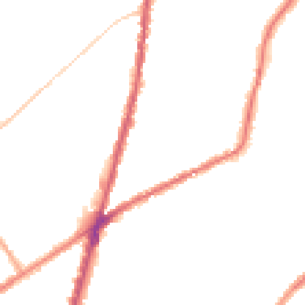 Night-time road noise heatmap for CR0 2HL