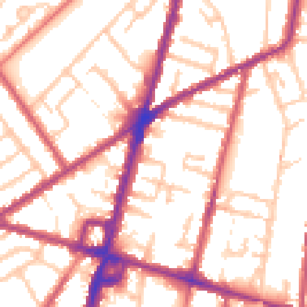 Daytime road noise heatmap for CR0 2JW