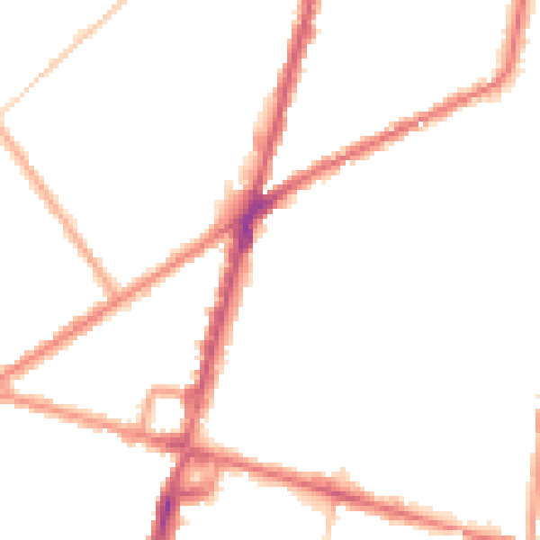 Night-time road noise heatmap for CR0 2JW