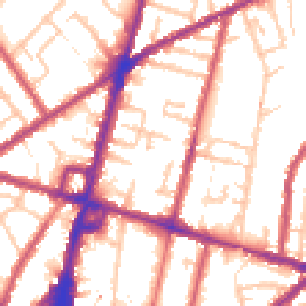 Daytime road noise heatmap for CR0 2JX
