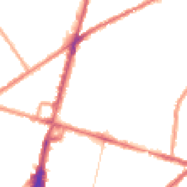 Night-time road noise heatmap for CR0 2JX