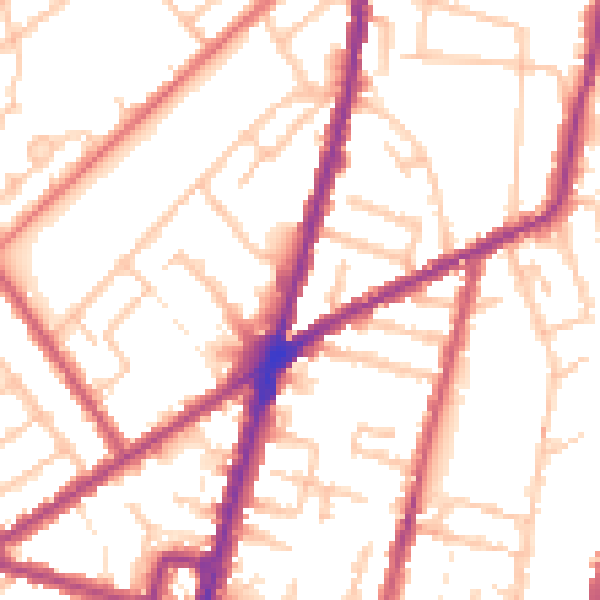 Daytime road noise heatmap for CR0 2LA
