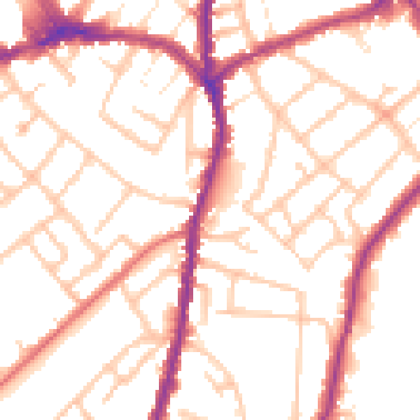 Daytime road noise heatmap for CR0 2LW