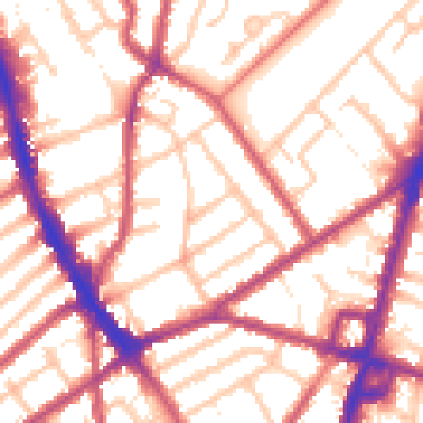 Daytime road noise heatmap for CR0 2PN