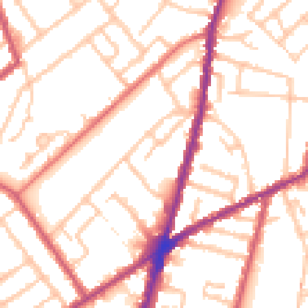 Daytime road noise heatmap for CR0 2QJ