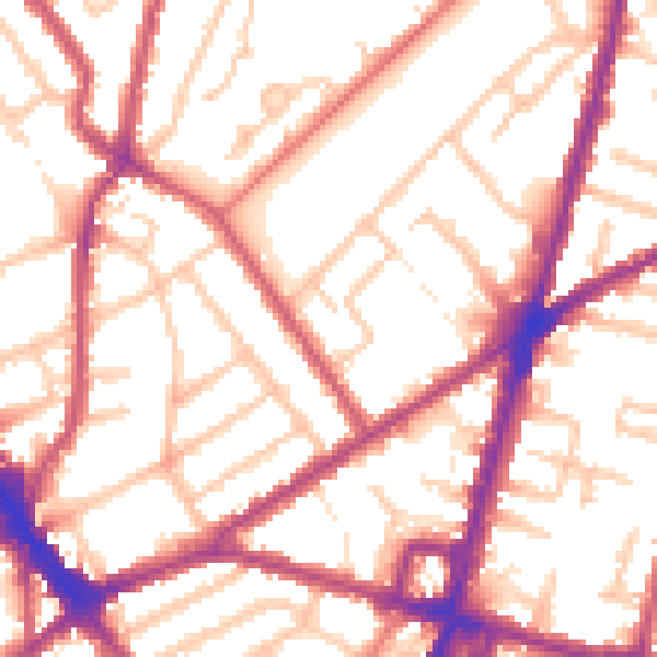 Daytime road noise heatmap for CR0 2QQ