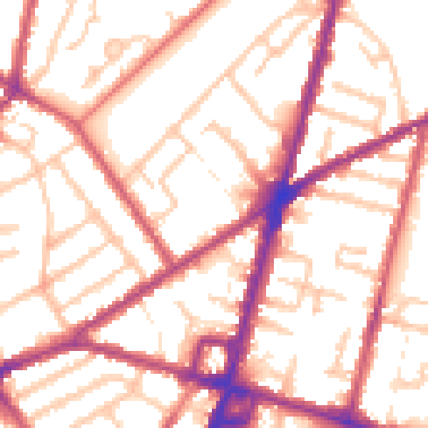 Daytime road noise heatmap for CR0 2QX