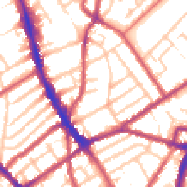 Daytime road noise heatmap for CR0 2RS