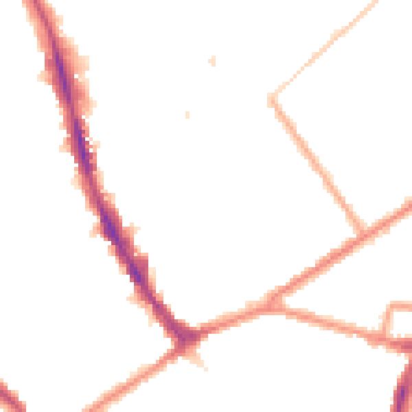 Night-time road noise heatmap for CR0 2RT