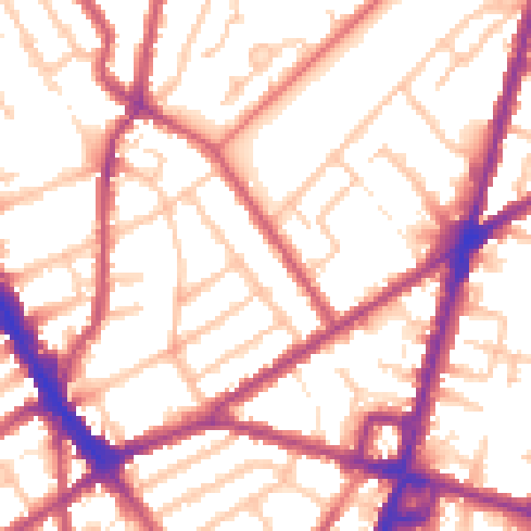 Daytime road noise heatmap for CR0 2TU