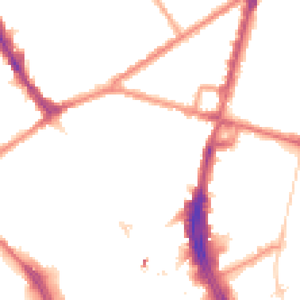 Night-time road noise heatmap for CR0 2UH