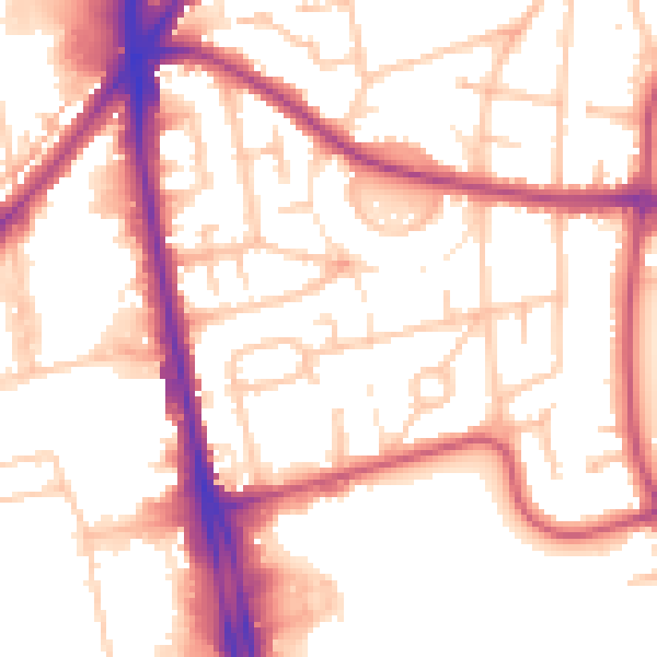 Daytime road noise heatmap for CR0 4BZ