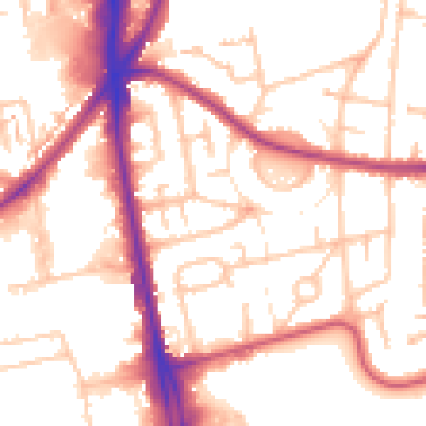Daytime road noise heatmap for CR0 4DX