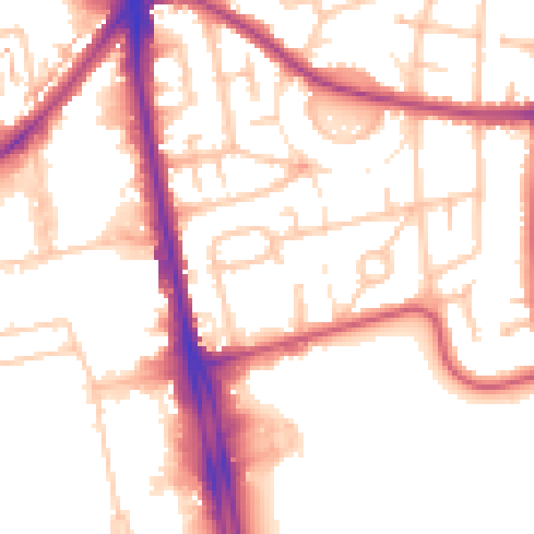 Daytime road noise heatmap for CR0 4ES