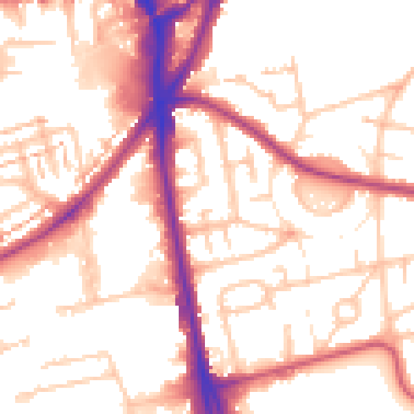 Daytime road noise heatmap for CR0 4JW