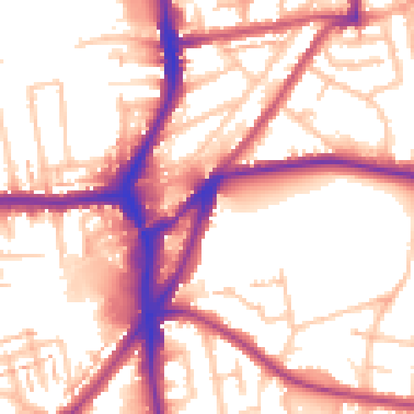 Daytime road noise heatmap for CR0 4NG