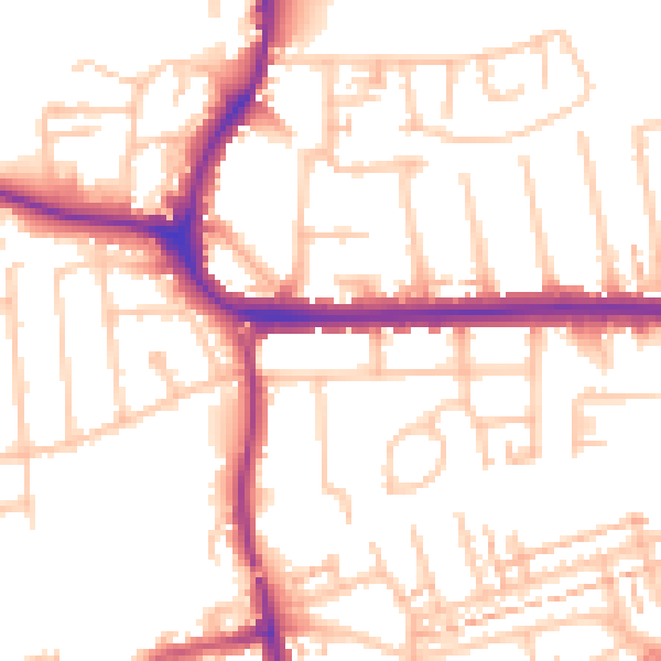Daytime road noise heatmap for CR0 4QJ