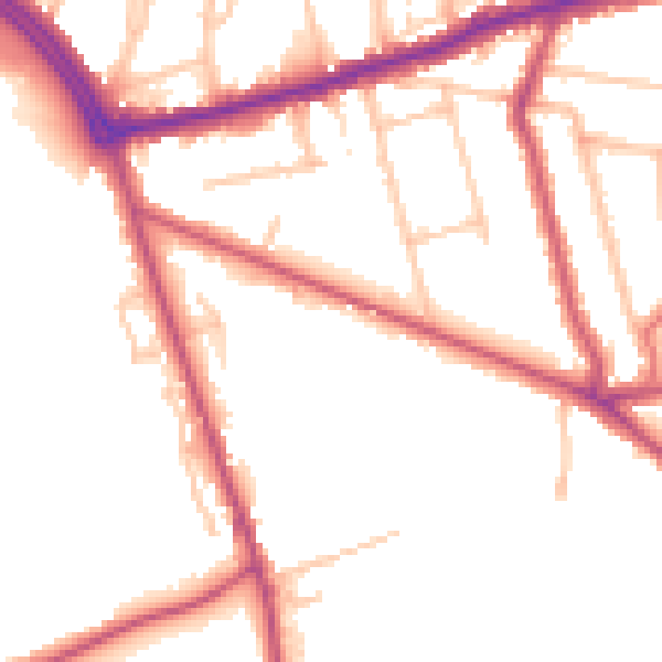 Daytime road noise heatmap for CR0 5EZ
