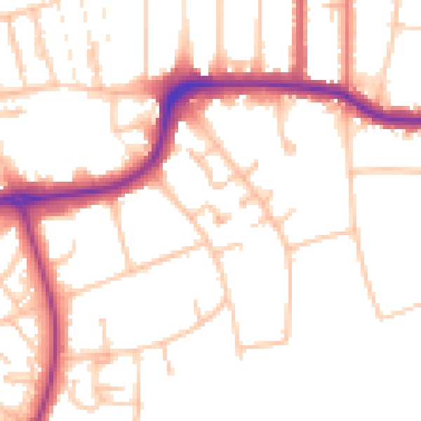 Daytime road noise heatmap for CR0 5JL