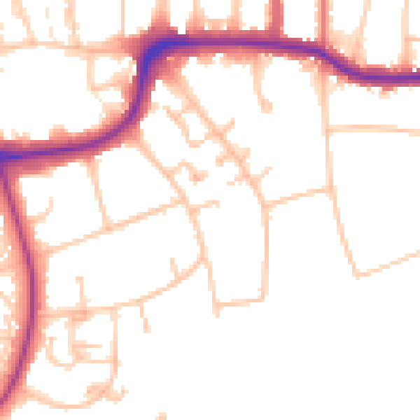 Daytime road noise heatmap for CR0 5JN