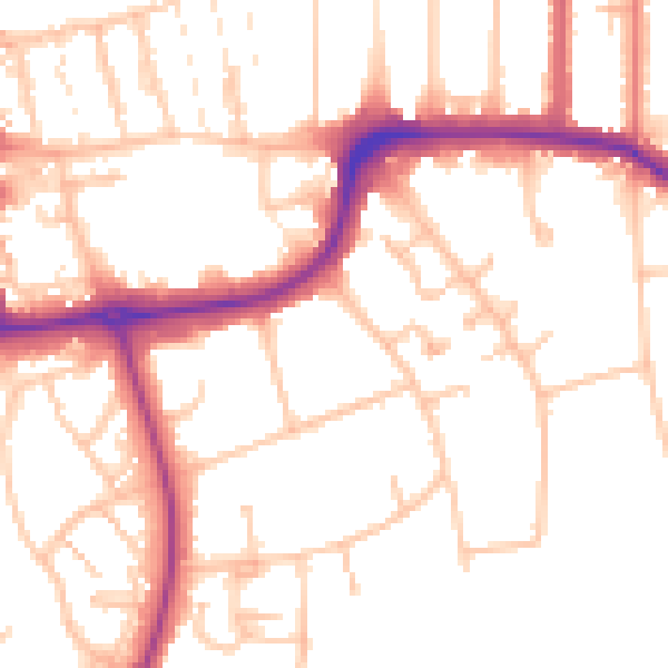 Daytime road noise heatmap for CR0 5LY