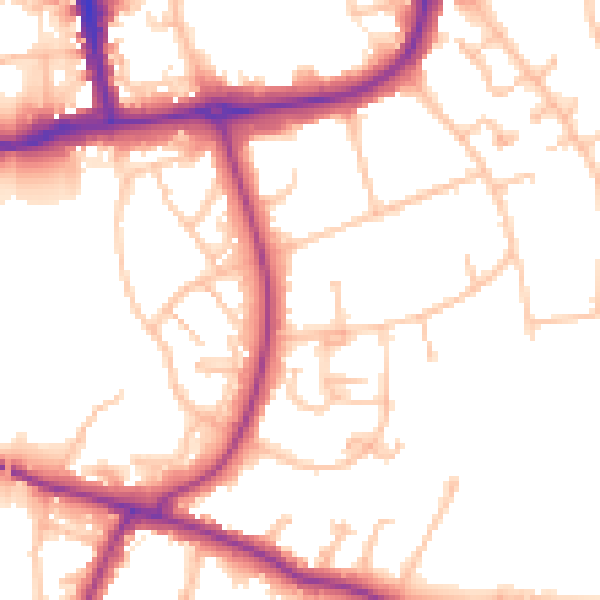 Daytime road noise heatmap for CR0 5LZ