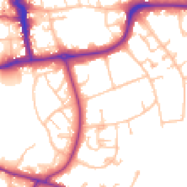 Daytime road noise heatmap for CR0 5NQ