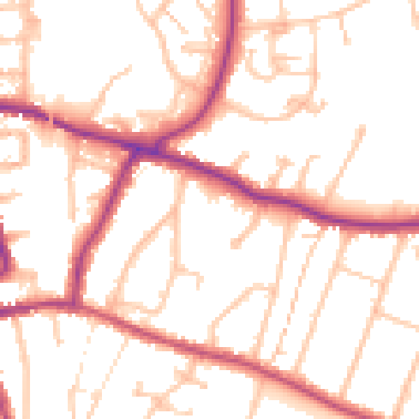 Daytime road noise heatmap for CR0 5SN