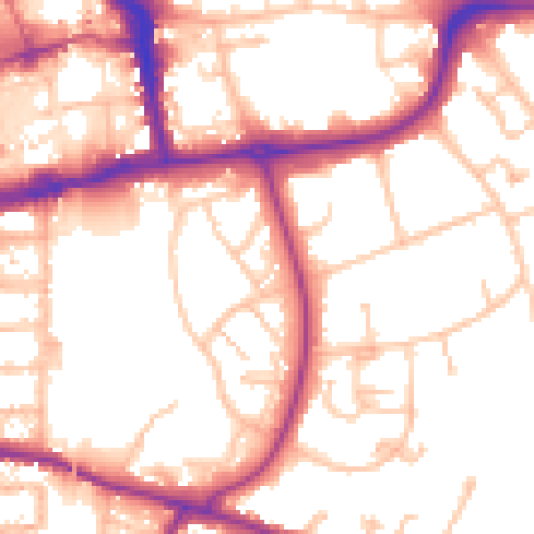 Daytime road noise heatmap for CR0 5UJ