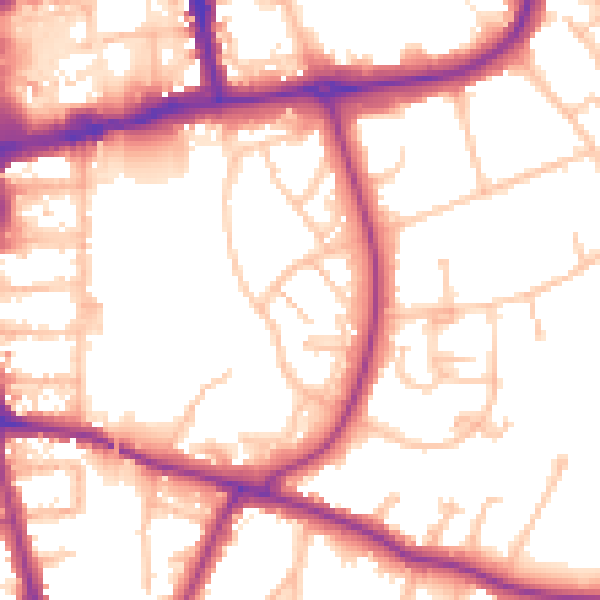 Daytime road noise heatmap for CR0 5UN