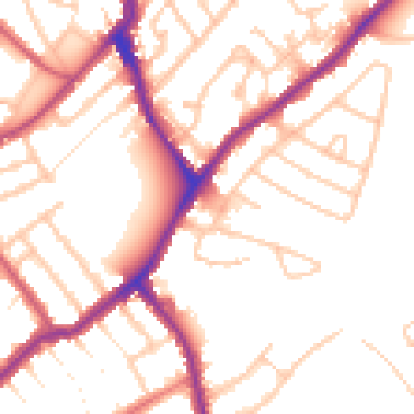 Daytime road noise heatmap for CR0 7BD