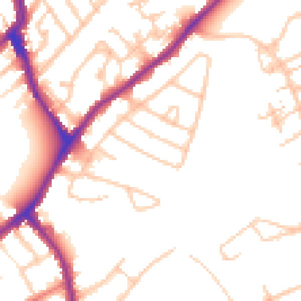 Daytime road noise heatmap for CR0 7BS