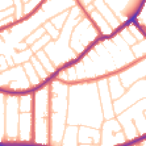 Daytime road noise heatmap for CR0 7DA