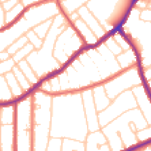 Daytime road noise heatmap for CR0 7DD