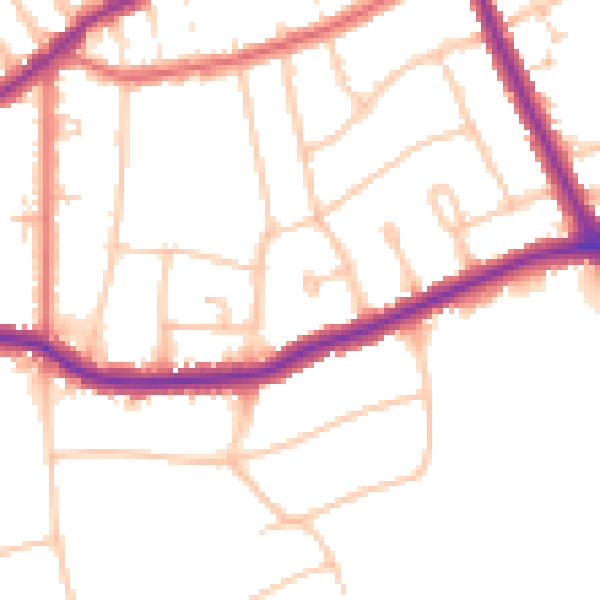 Daytime road noise heatmap for CR0 7JX