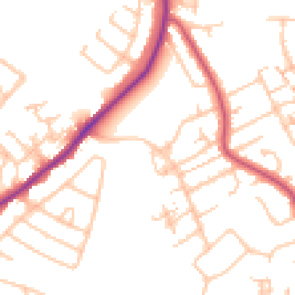 Daytime road noise heatmap for CR0 7RA