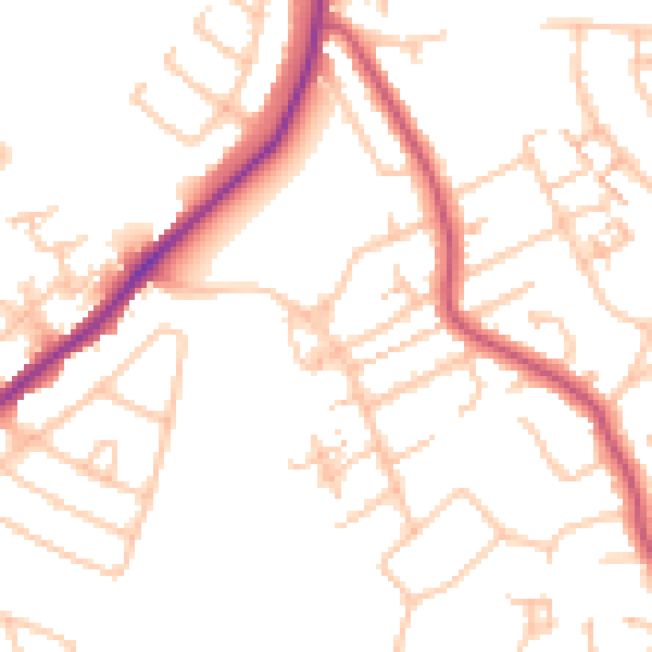 Daytime road noise heatmap for CR0 7RB