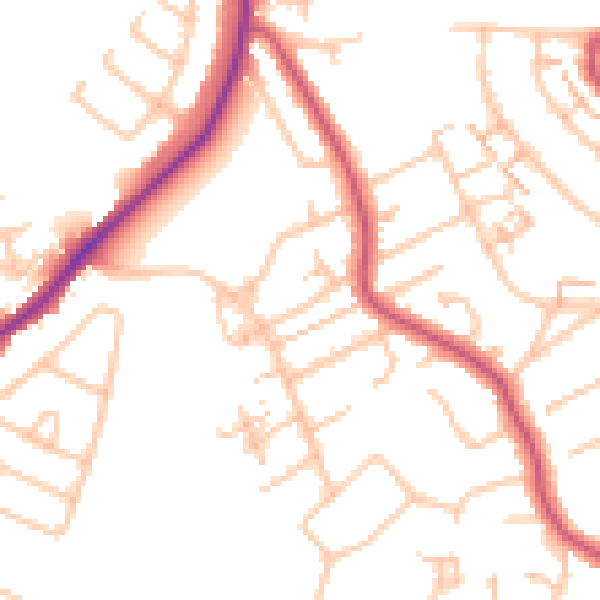 Daytime road noise heatmap for CR0 7RR