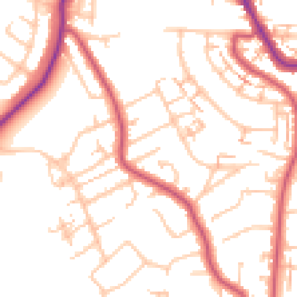 Daytime road noise heatmap for CR0 7SA